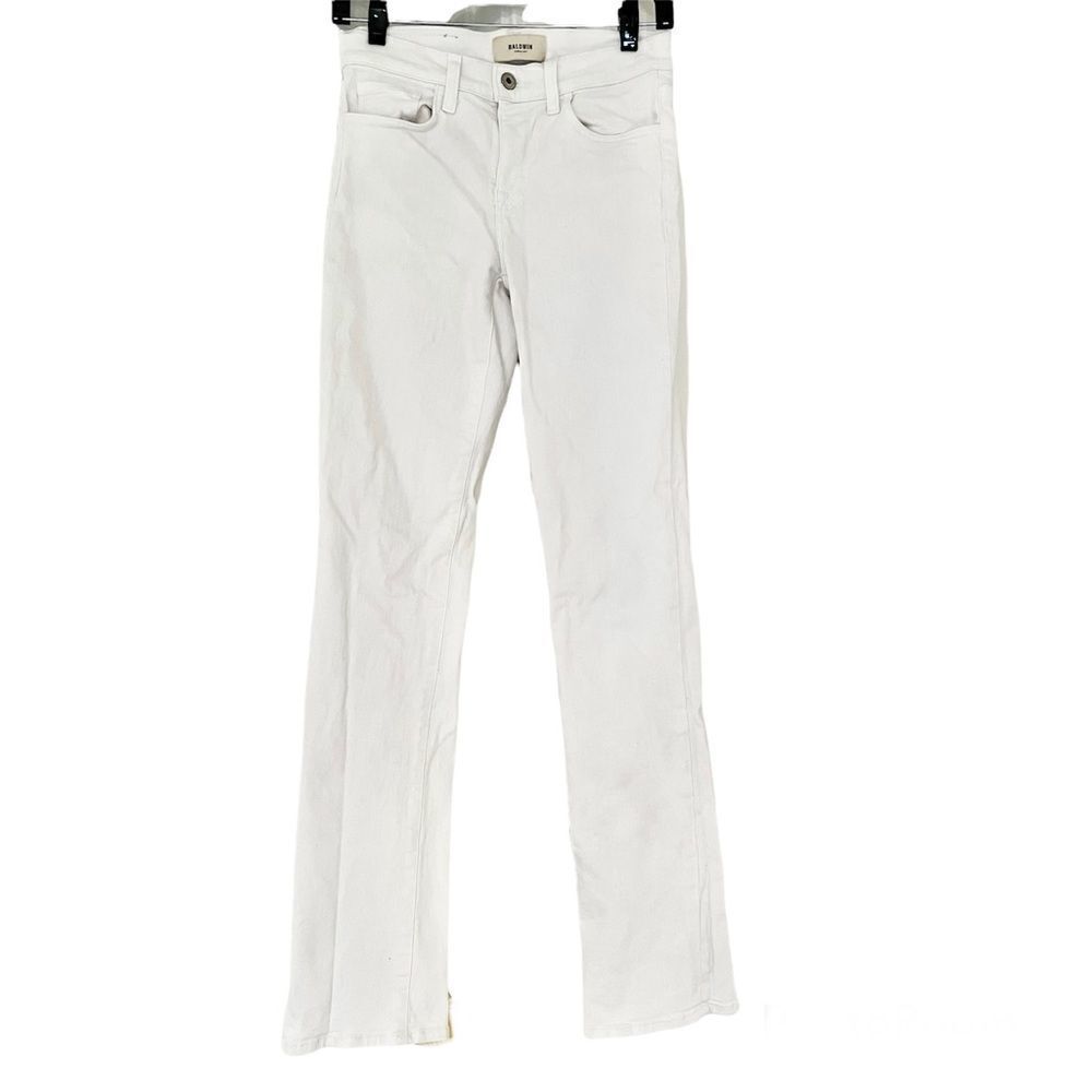 Baldwin Denim Cindy Mid Rise Baby Boot Cut Cotton Jeans in Off White Size 24